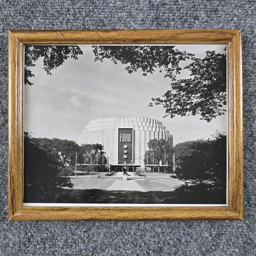 Vintage Ford Rotunda Photograph B&W 11″×9″ Dearborn Michigan Landmark